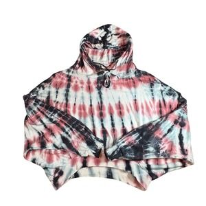 Young Fabulous & Broke Tie‎ Dye Cropped Hoodie S/M Pink Black Dolman Sleeve